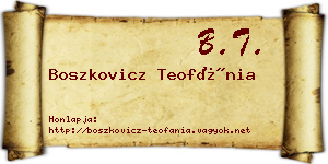 Boszkovicz Teofánia névjegykártya